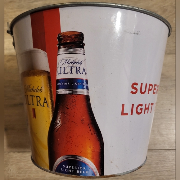 Michelob Ultra Metal Bucket with handle Pre Owned - Picture 3 of 6